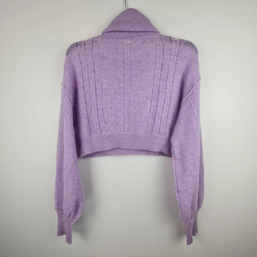Free‎ People Riviera Cashmere Turtleneck Cropped Oversized Lavender Sweater XS